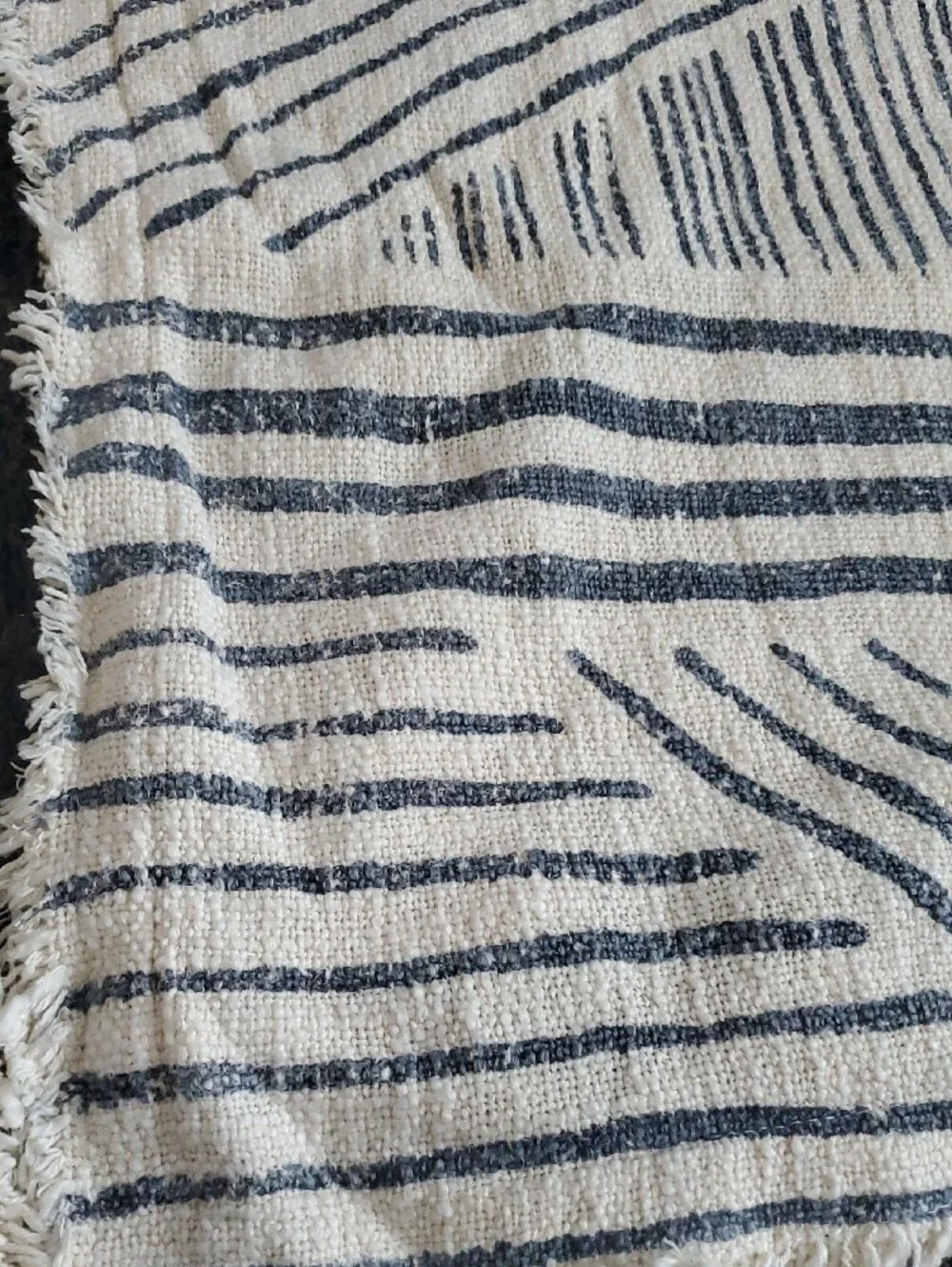 Striped Cream and Navy Accent Pillow Cover (2)